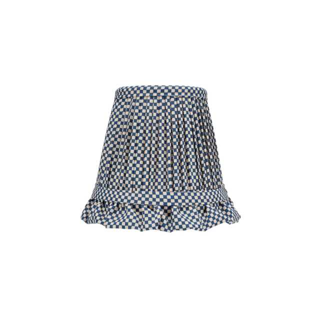 Blue Checked Lampshade With Frill Wall Light - image 1