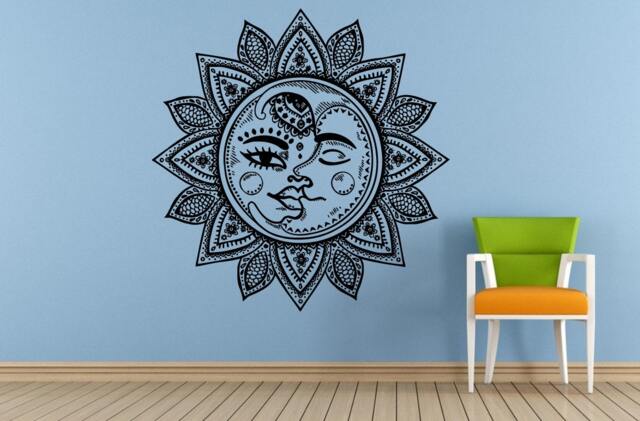 Space Night Sky Stars Moon Sun Mandala Baby Kids Child's Room Nursery Wall Vinyl Mural Art Decor Decal Sticker L1655 - image 1