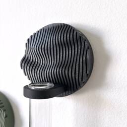 Black Japandi Wall Vase/Minimalist Propagation Station - thumbnail 1