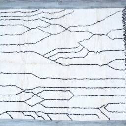 Beni Ourain Rug - Handmade Moroccan Wool Rug, Minimalist Tribal Berber Design - thumbnail 2