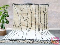 Beni Ourain Rug - Handmade Moroccan Wool Rug, Minimalist Tribal Berber Design - thumbnail 1