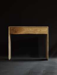 Console 04 Hallway Table in Solid Wood & Stone/Marble , Floating Or With 2 Legs