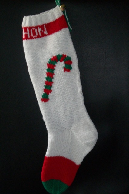 PDF Pattern Only Hand Knitted Green Monster Christmas Stocking - image 1