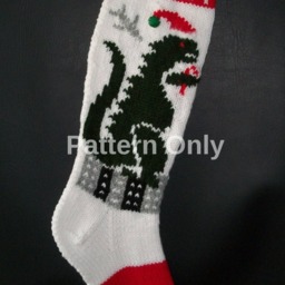 PDF Pattern Only Hand Knitted Green Monster Christmas Stocking - thumbnail 2