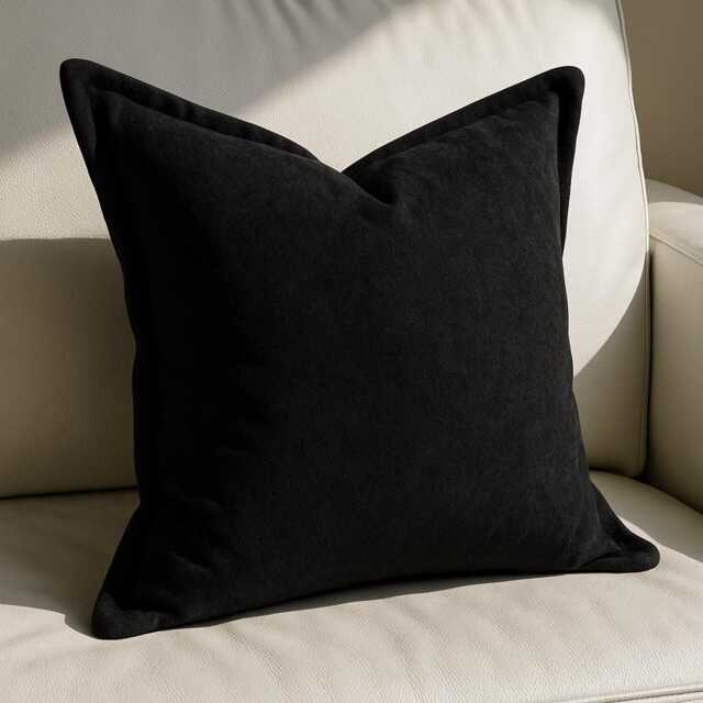 Extra Large 60 X cm Cushions Square Living Room Scatter Decorative Cushion Minimalist Plain Black - image 1