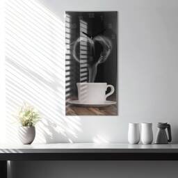 A Cup Of Hot Coffee Wall Clock, Black Vertical Foods & Drinks Printed Custom Clock - thumbnail 2