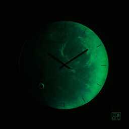 Neptune Wall Clock Blue Glass, Copper Accents, Pisces Sign - thumbnail 2