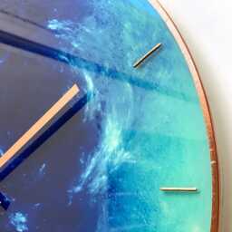 Neptune Wall Clock Blue Glass, Copper Accents, Pisces Sign - thumbnail 3