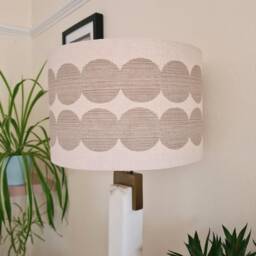 Natural Retro Circles Lampshade in Cotton With White Lining, Abstract Lightshade - thumbnail 2