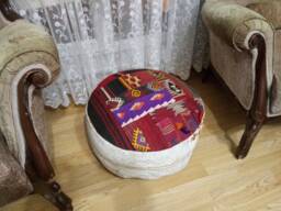 Kilim Patchwork Pouf 20x8 Inches Turkish Vintage Ottoman Floor Pillow Cover Oversize Anatolian Cicim