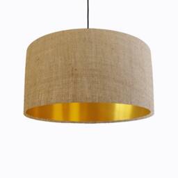 Natural Hessian Lampshade With Gold Lining - thumbnail 1
