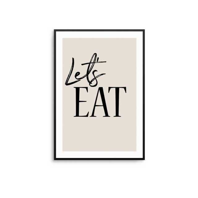 Let's Eat Kitchen Print Beige & Black Minimalist Dining Room Wall Art - image 1