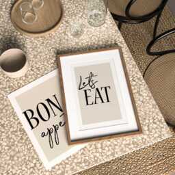 Let's Eat Kitchen Print Beige & Black Minimalist Dining Room Wall Art - thumbnail 2
