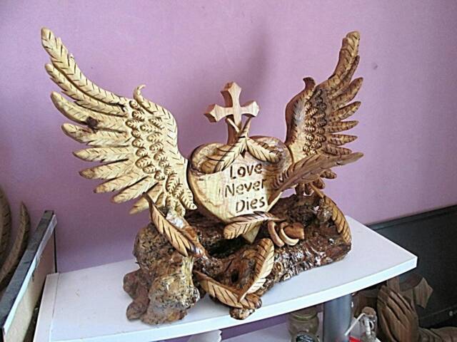 Heart With Wings, Love Gift, Wooden Sculpture, Home Decor, House Warming, Unique Wedding Gift, Wood Carving, Wood Art, Angel Wings - image 1