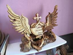 Heart With Wings, Love Gift, Wooden Sculpture, Home Decor, House Warming, Unique Wedding Gift, Wood Carving, Wood Art, Angel Wings - thumbnail 1