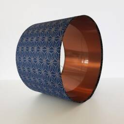 Navy Geometric & Copper Lampshade, Kasuri - thumbnail 2