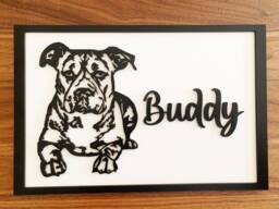 Personalised Staffordshire Bull Terrier Wall Art - Staffie Sign Plaque Gift Dog Lover - thumbnail 1