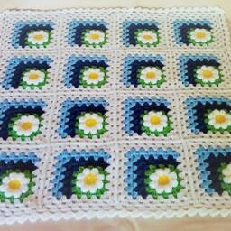 Coming Home Gift. Crochet Baby Flower Blanket For Stroller, Bassinet Or Crib With 3D Flower. Perfect For Shower - thumbnail 2