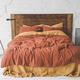 Burnt Orange Linen Bedding Set European Flax Duvet Cover - thumbnail 2