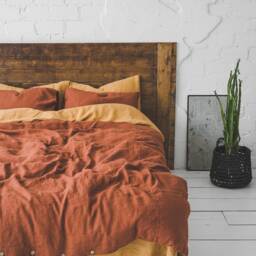 Burnt Orange Linen Bedding Set European Flax Duvet Cover - thumbnail 3