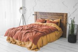 Burnt Orange Linen Bedding Set European Flax Duvet Cover - thumbnail 1
