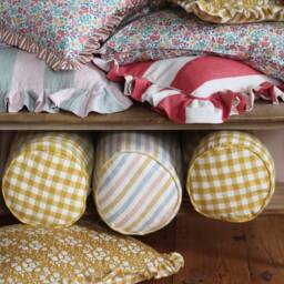 Linen Bolster Cushion in Seaside Stripe - thumbnail 4