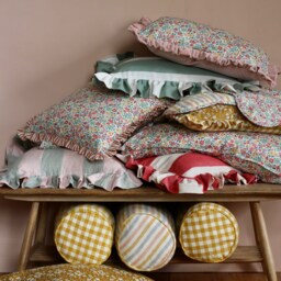 Linen Bolster Cushion in Seaside Stripe - thumbnail 3