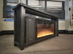 Modern Industrial Fireplace Console, Media Console With Insert - thumbnail 1
