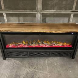 Modern Industrial Fireplace Console, Media Console With Insert - thumbnail 3