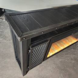 Modern Industrial Fireplace Console, Media Console With Insert - thumbnail 4