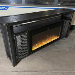 Modern Industrial Fireplace Console, Media Console With Insert - thumbnail 2
