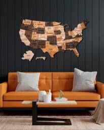 Usa Travel Map, Wooden Map Apartment Decor, Push Pin United States 3D Us Wall Laser Cut New Gift - thumbnail 1