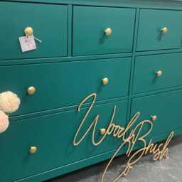 Large Painted Chest Of Drawers Merchant Teal Blue Gold Round Handles - thumbnail 2