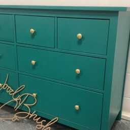 Large Painted Chest Of Drawers Merchant Teal Blue Gold Round Handles - thumbnail 3