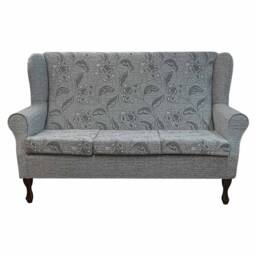 Handmade Floral Grey Wingback Sofa 3-Seater Fireside Armchair, British Made - thumbnail 2