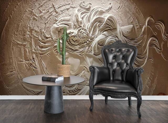 3D Embossed Woman Wall Mural, Peel & Stick Wallpaper - image 1