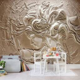 3D Embossed Woman Wall Mural, Peel & Stick Wallpaper - thumbnail 3