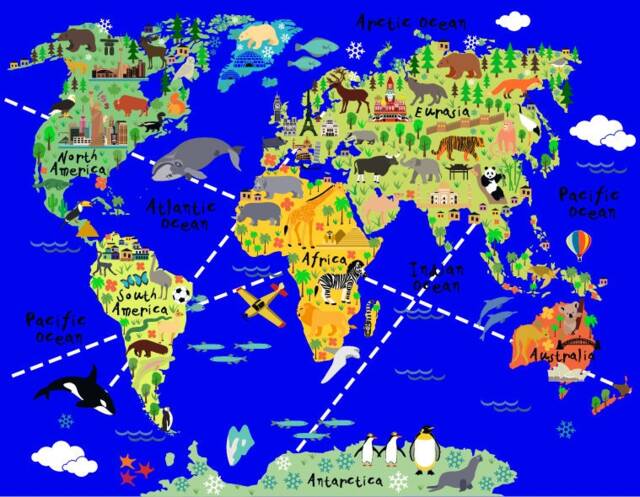 Huge Baby Boy Room Map Of The World Playroom Decal Wall Stickers Kids Bedroom Decals Boys W204 - image 1