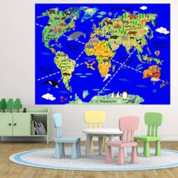 Huge Baby Boy Room Map Of The World Playroom Decal Wall Stickers Kids Bedroom Decals Boys W204 - thumbnail 3