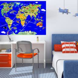 Huge Baby Boy Room Map Of The World Playroom Decal Wall Stickers Kids Bedroom Decals Boys W204 - thumbnail 2