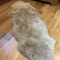 Genuine Sheepskin Rug, Eco Tanned Beige Hide Pelt, Large Double - thumbnail 1