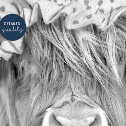 Black & Whitehighland Cow in A Shower Cap Print, Bathing, Funny Bathroom Animal Hat, Highland Bath Cap, Whimsy - thumbnail 2