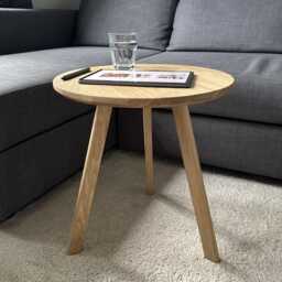 Handcrafted Solid Oak Side Table Minimalist Japandi Style