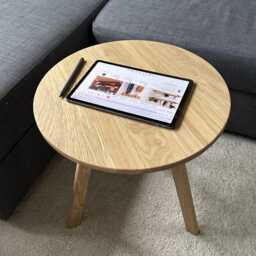 Handcrafted Solid Oak Side Table Minimalist Japandi Style - thumbnail 4
