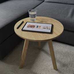 Handcrafted Solid Oak Side Table Minimalist Japandi Style - thumbnail 3