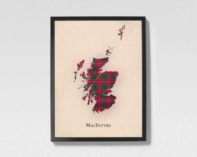 Clan Macintyre Scottish Tartan Map - Of Scotland Family Wall Decor, Ready To Hang - image 1