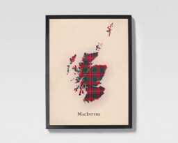 Clan Macintyre Scottish Tartan Map - Of Scotland Family Wall Decor, Ready To Hang - thumbnail 1