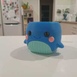 Chibi Whale Planter - 3D Printed Succulent Pot Kawaii Desk Decor Ocean Lover Gift - thumbnail 3