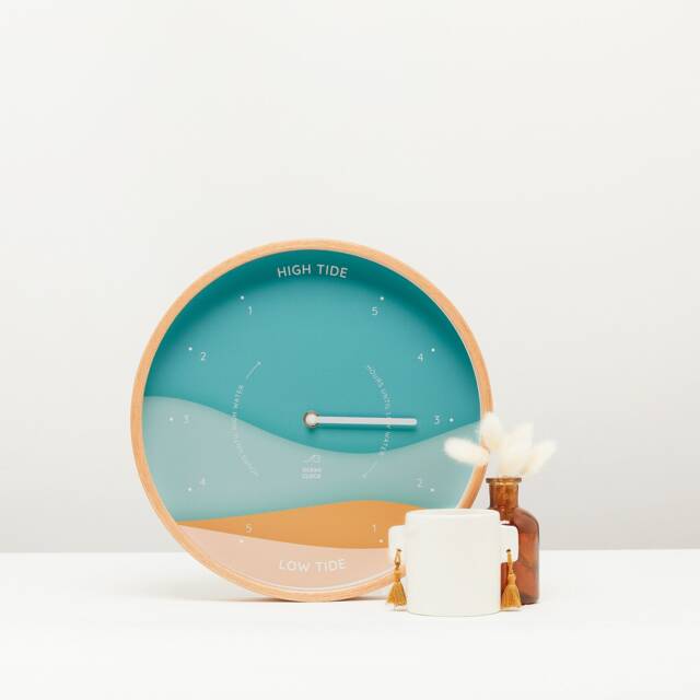 Seaside Tide Clock Wooden Ocean Waves, Coastal Decor - Handmade in France - image 1