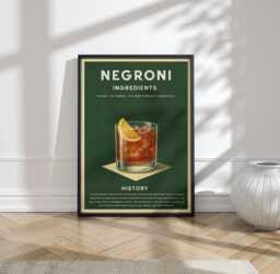 Negroni Physical Art Print, Vintage Italian Cocktail Bar Wall Poster - thumbnail 1